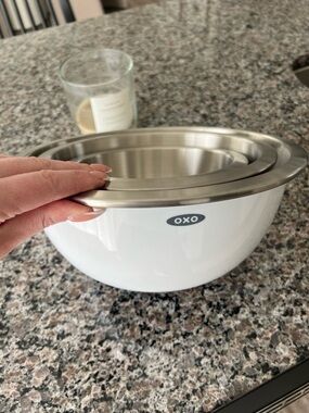 Oxo White and Stainless Steel Nesting Mixing Bowl Set
